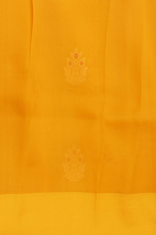 Organza Silk Saree In Honey Orange With Floral Motifs