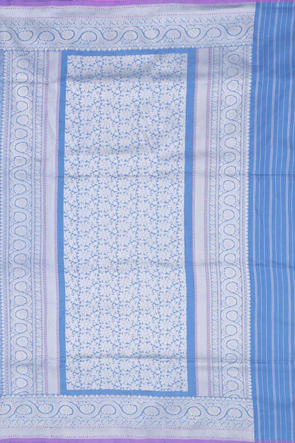Banarasi Silk Saree In Dusty Blue With Brocade Design