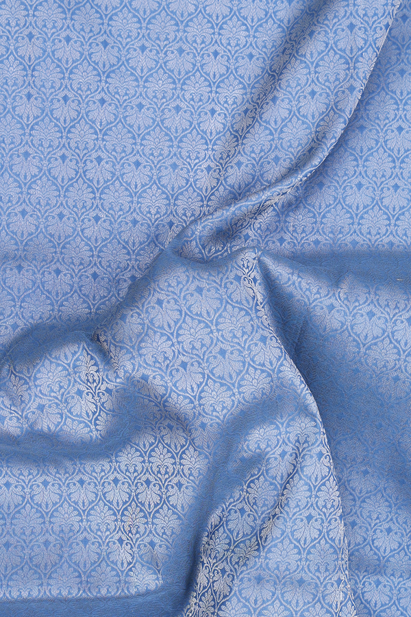 Banarasi Silk Saree In Dusty Blue With Brocade Design