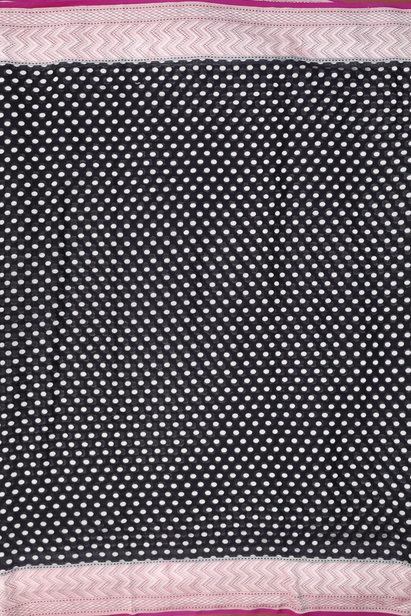 Georgette Banarasi Silk Saree In Black With Polka Buttas