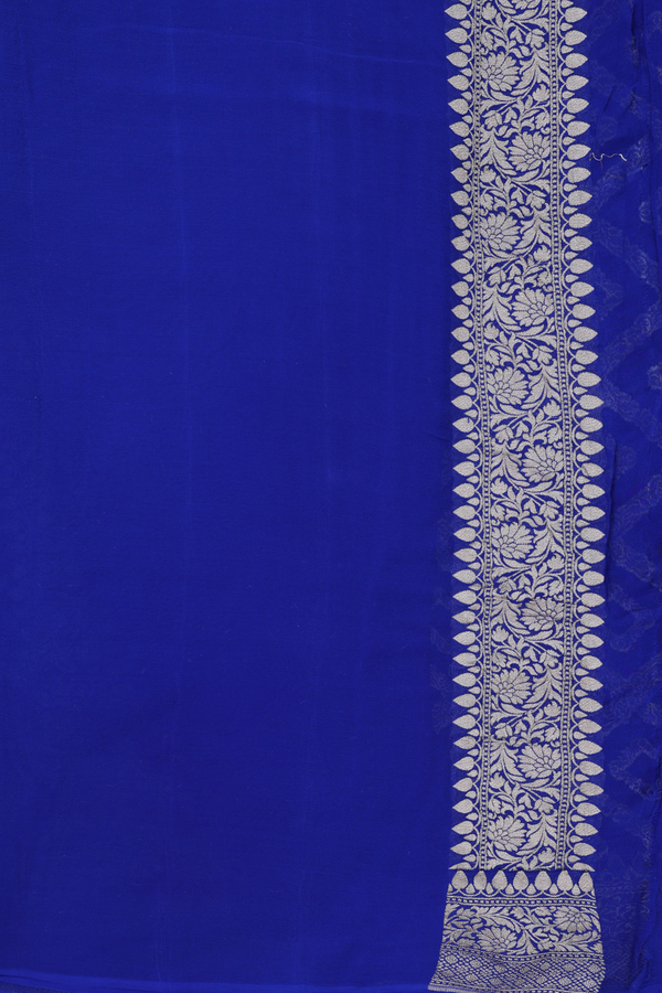 Georgette Banarasi Silk Saree In Indigo Blue Diamond Design