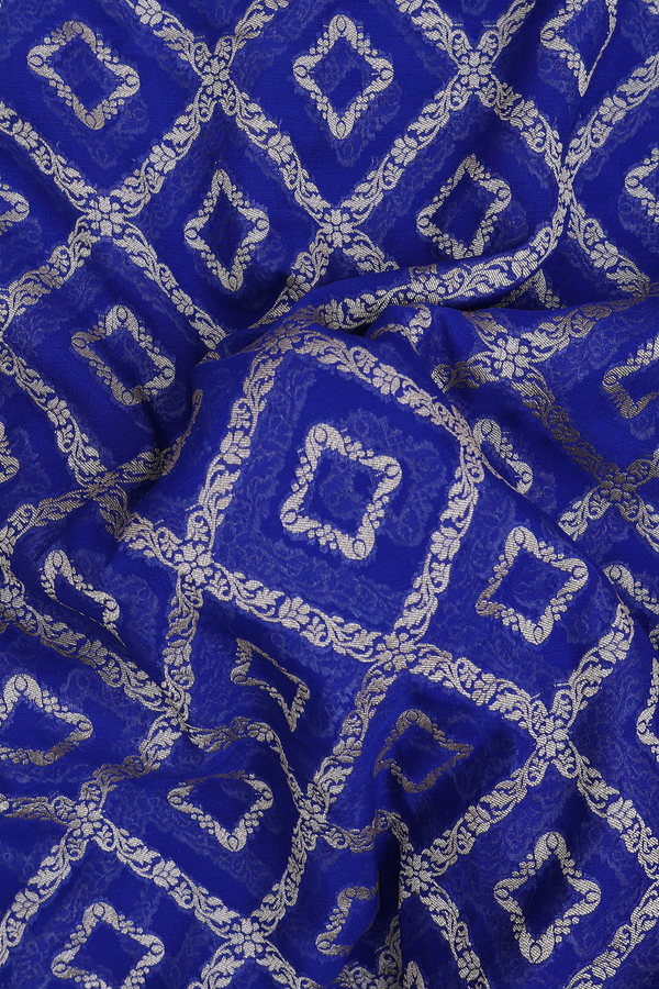 Georgette Banarasi Silk Saree In Indigo Blue Diamond Design