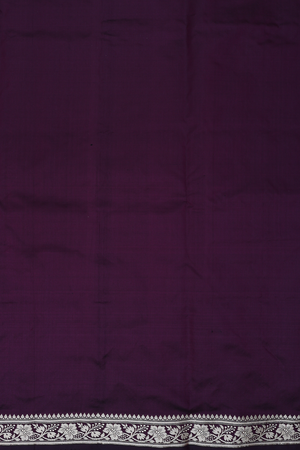 Banarasi Silk Saree In Deep Purple With Threadwork Buttis