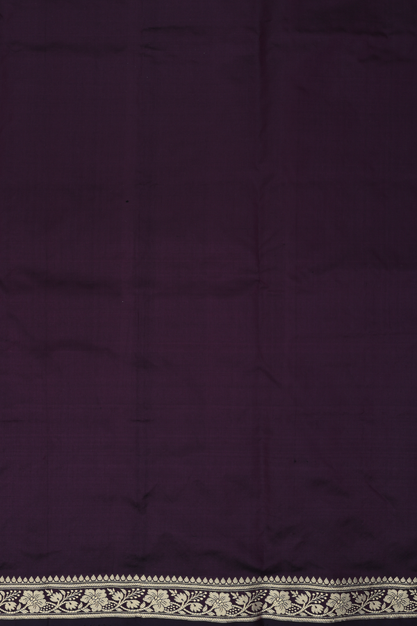 Banarasi Silk Saree In Deep Purple With Threadwork Buttis