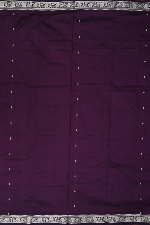Banarasi Silk Saree In Deep Purple With Threadwork Buttis