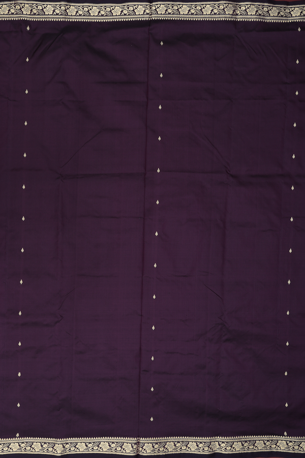 Banarasi Silk Saree In Deep Purple With Threadwork Buttis