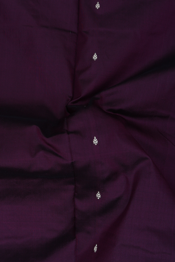 Banarasi Silk Saree In Deep Purple With Threadwork Buttis