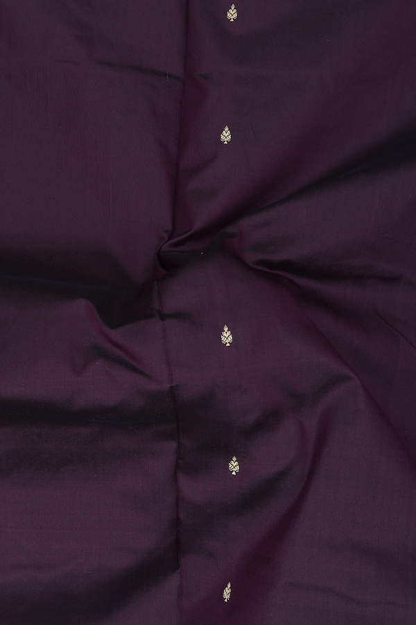 Banarasi Silk Saree In Deep Purple With Threadwork Buttis