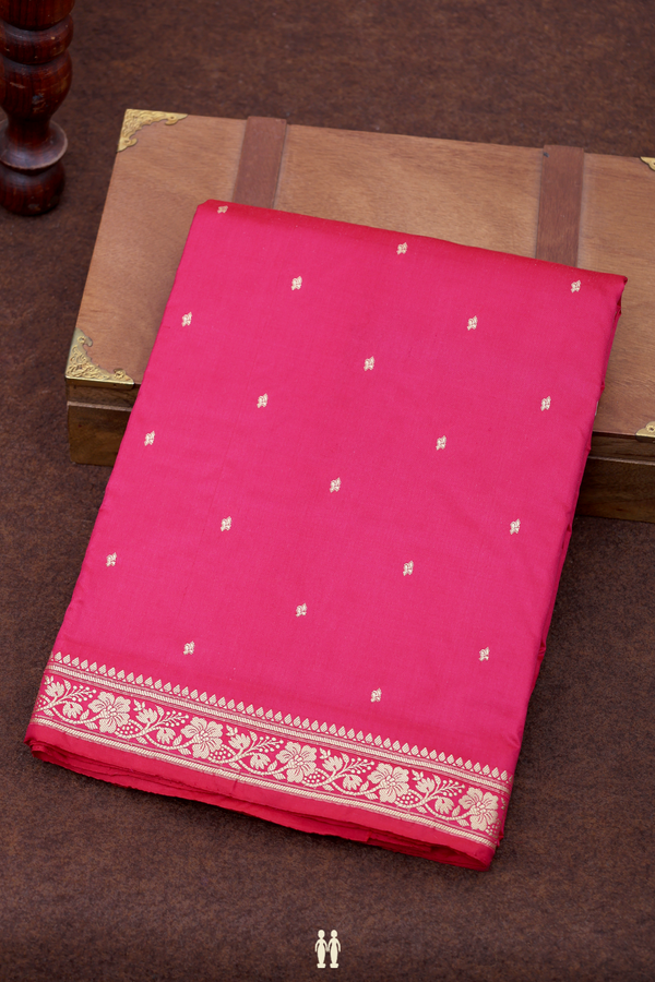 Banarasi Silk Saree In Rani Pink With Threadwork Buttis