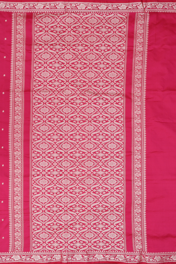 Banarasi Silk Saree In Rani Pink With Threadwork Buttis