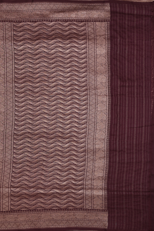 Banarasi Silk Saree In Brown With Floral Design