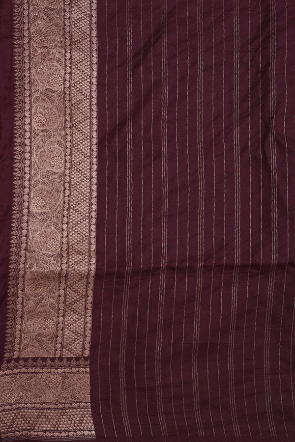 Banarasi Silk Saree In Brown With Floral Design