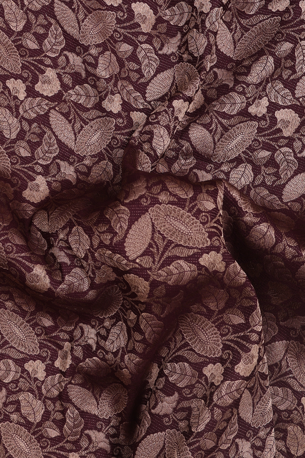 Banarasi Silk Saree In Brown With Floral Design
