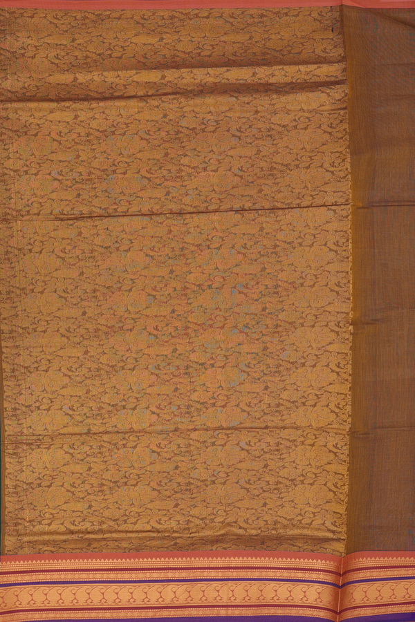 Venkatagiri Cotton Saree In Dark Green With Paisley Buttas