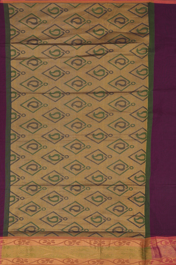 Venkatagiri Cotton Saree In Purple With Paisley Buttas