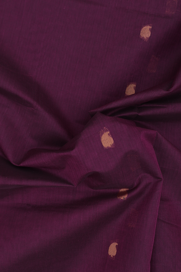 Venkatagiri Cotton Saree In Purple With Paisley Buttas