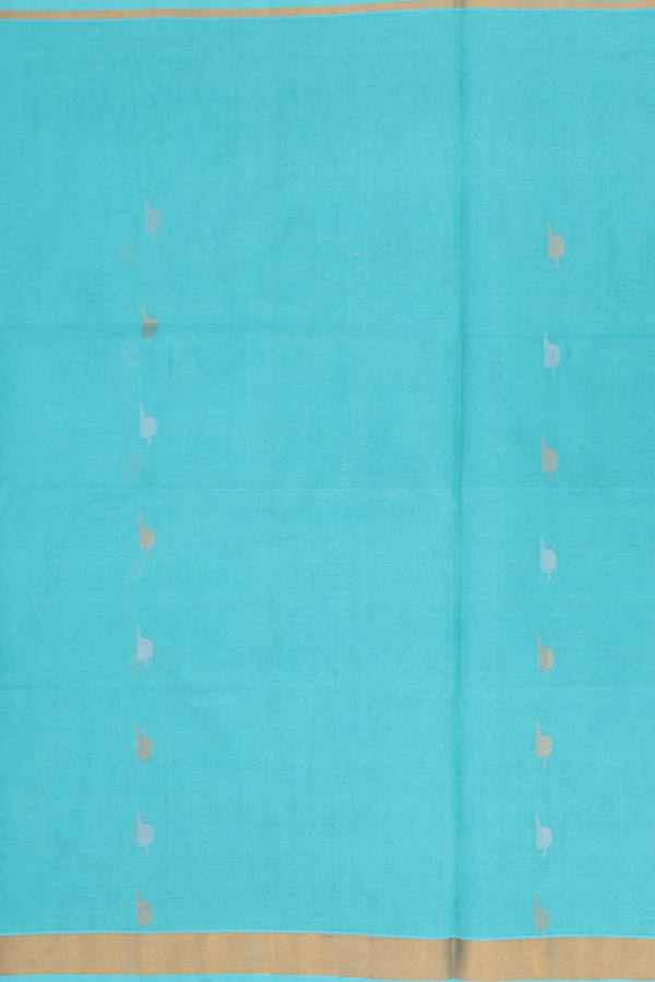 Venkatagiri Cotton Saree In Green With Zari Buttas
