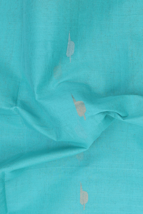 Venkatagiri Cotton Saree In Green With Zari Buttas