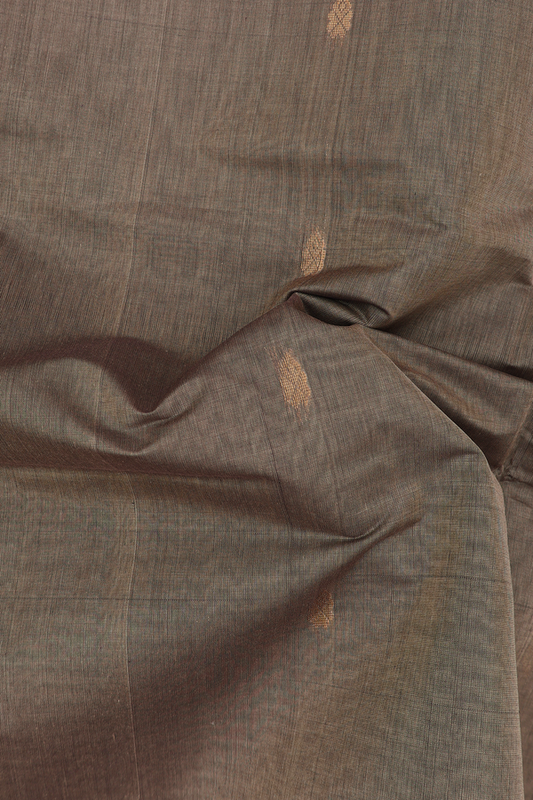 Venkatagiri Cotton Saree In Dusty Olive With Zari Buttas