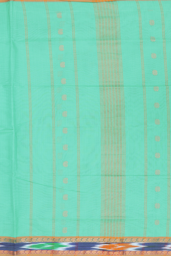 Venkatagiri Cotton Saree In Green With Paisley Buttas