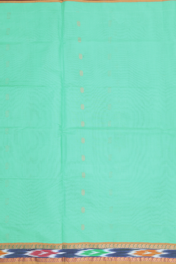 Venkatagiri Cotton Saree In Green With Paisley Buttas