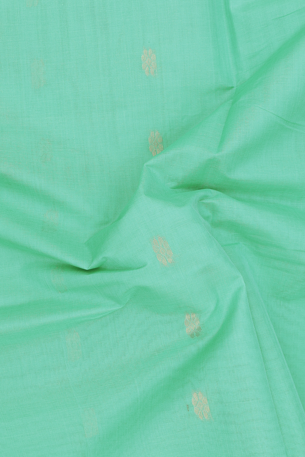 Venkatagiri Cotton Saree In Green With Paisley Buttas