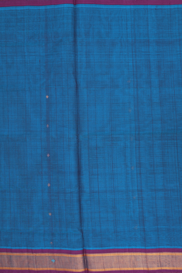 Venkatagiri Cotton Saree In Cobalt Blue With Zari Buttas
