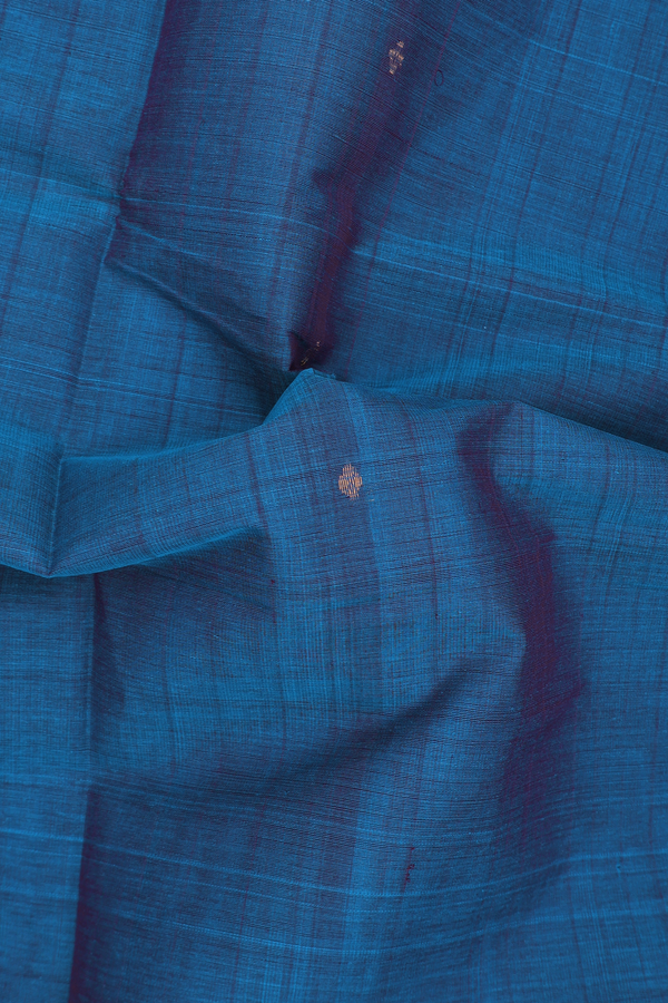 Venkatagiri Cotton Saree In Cobalt Blue With Zari Buttas