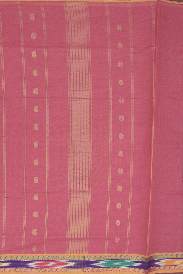 Venkatagiri Cotton Saree In Punch Pink With Floral Buttas