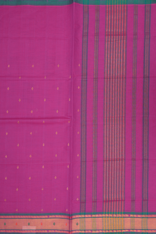 Venkatagiri Cotton Saree In Dark Pink With Zari Buttas