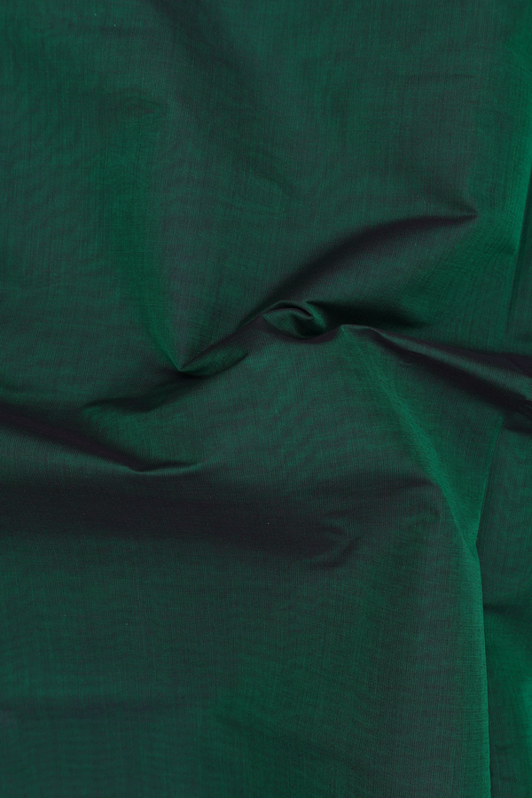 Venkatagiri Cotton Saree In Forest Green With Contrast Border