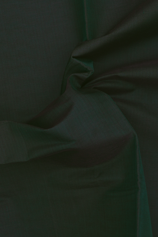 Venkatagiri Cotton Saree In Bottle Green With Zari Border