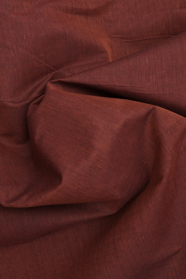 Venkatagiri Cotton Saree In Brick Brown With Paisley Border