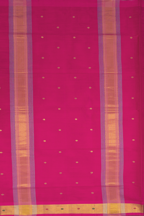 Venkatagiri Cotton Saree In Rani Pink With Zari Buttis