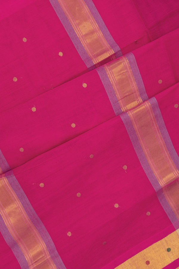 Venkatagiri Cotton Saree In Rani Pink With Zari Buttis