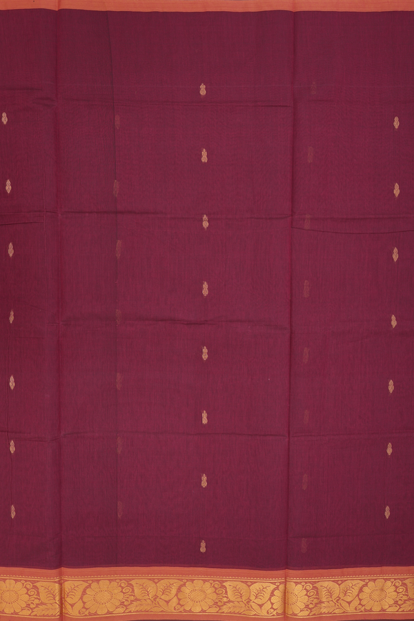 Venkatagiri Cotton Saree In Mulberry With Zari Buttas