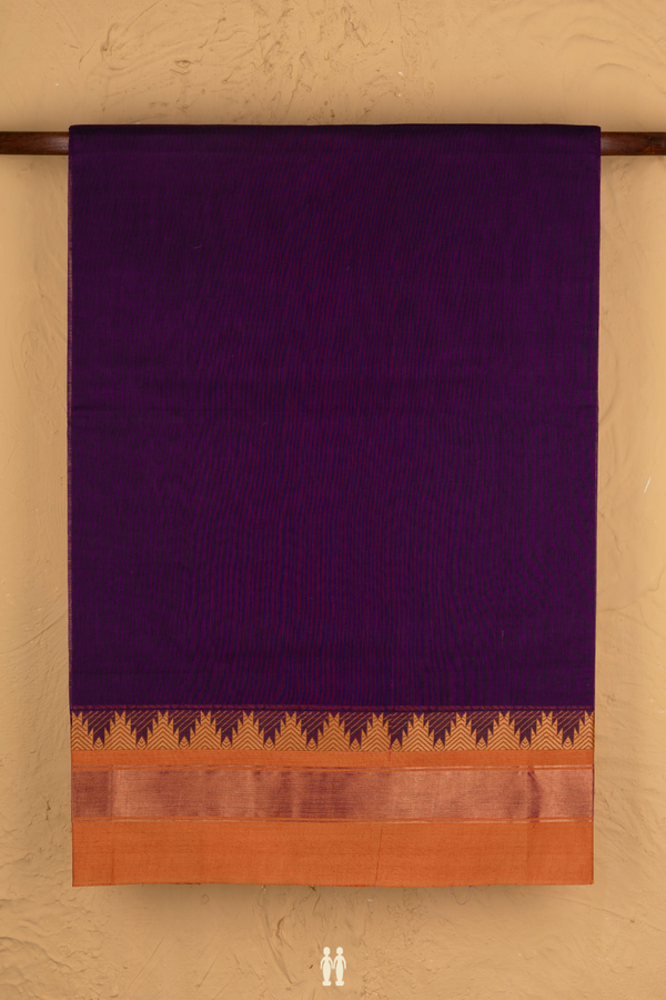 Venkatagiri Cotton Saree In Plum Purple With Contrast Border