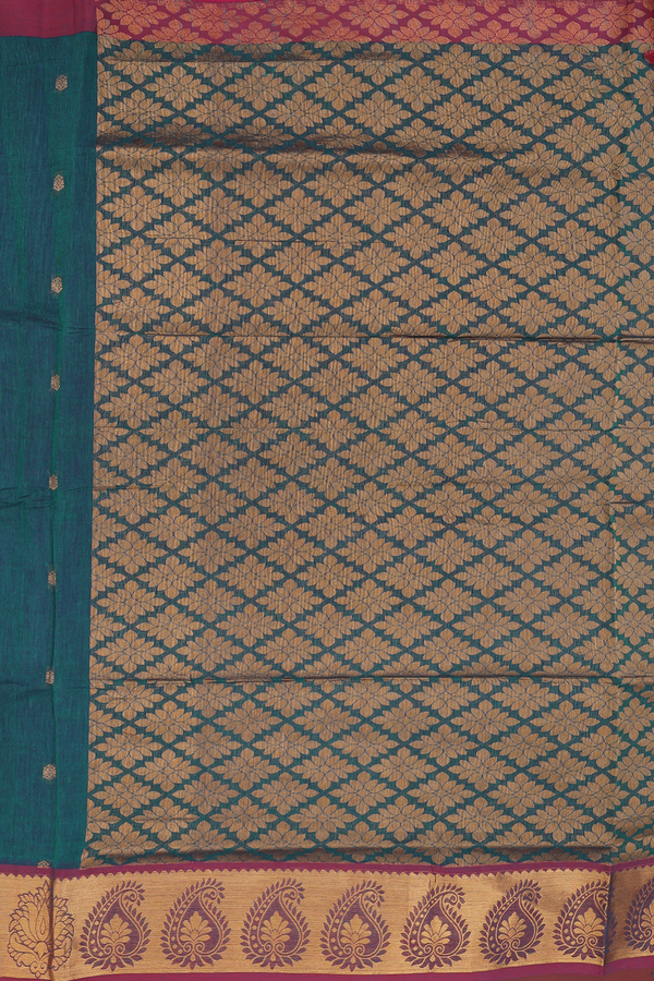 Venkatagiri Cotton Saree In Purple With Zari Buttas