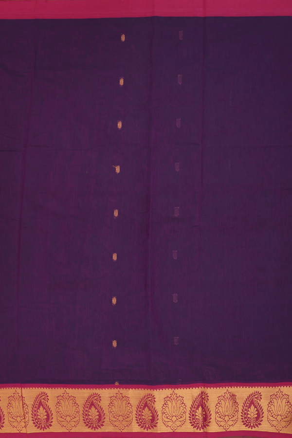 Venkatagiri Cotton Saree In Purple With Zari Buttas