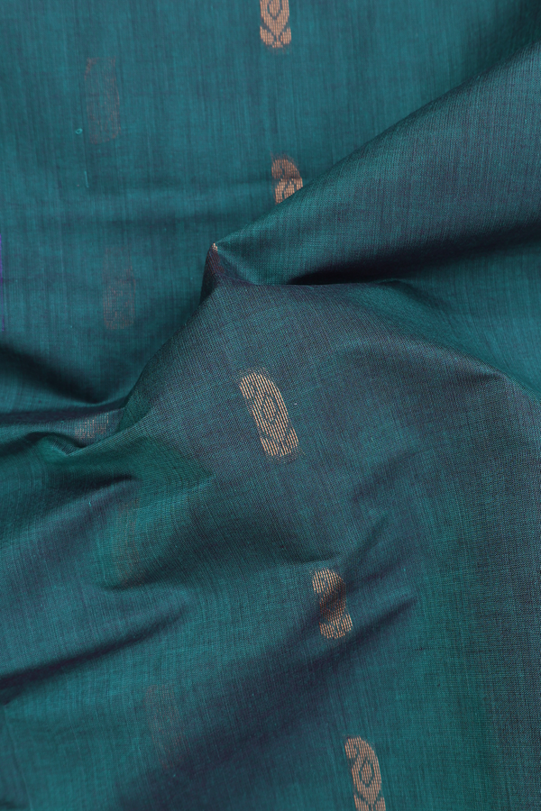Venkatagiri Cotton Saree In Teal Blue With Paisley Buttas