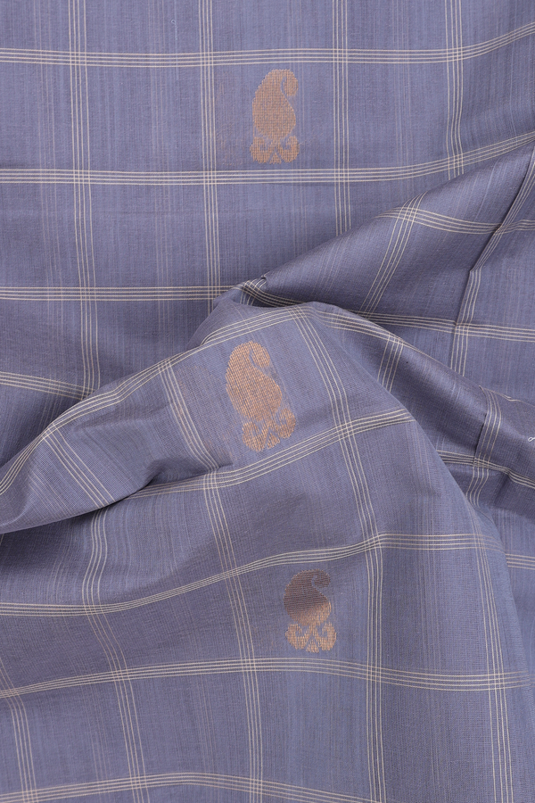 Venkatagiri Cotton Saree Grey Along Checks With Buttas