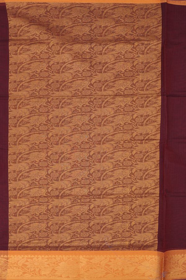 Venkatagiri Cotton Saree In Brown With Zari Buttas