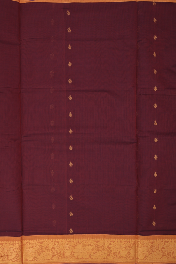 Venkatagiri Cotton Saree In Brown With Zari Buttas