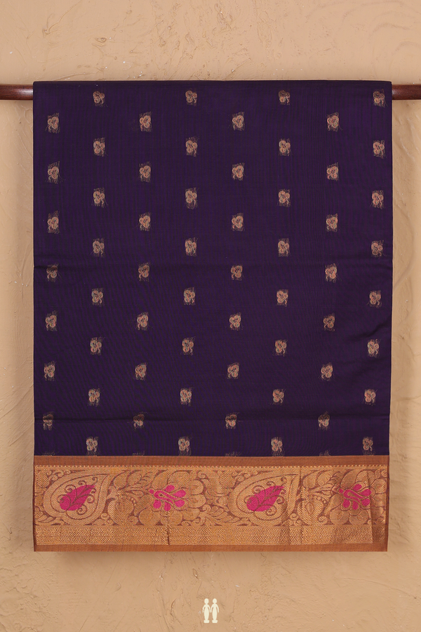 Venkatagiri Cotton Saree In Regal Purple With Zari Buttas