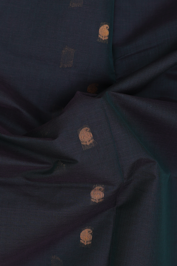 Venkatagiri Cotton Saree In Dark Green With Paisley Buttas
