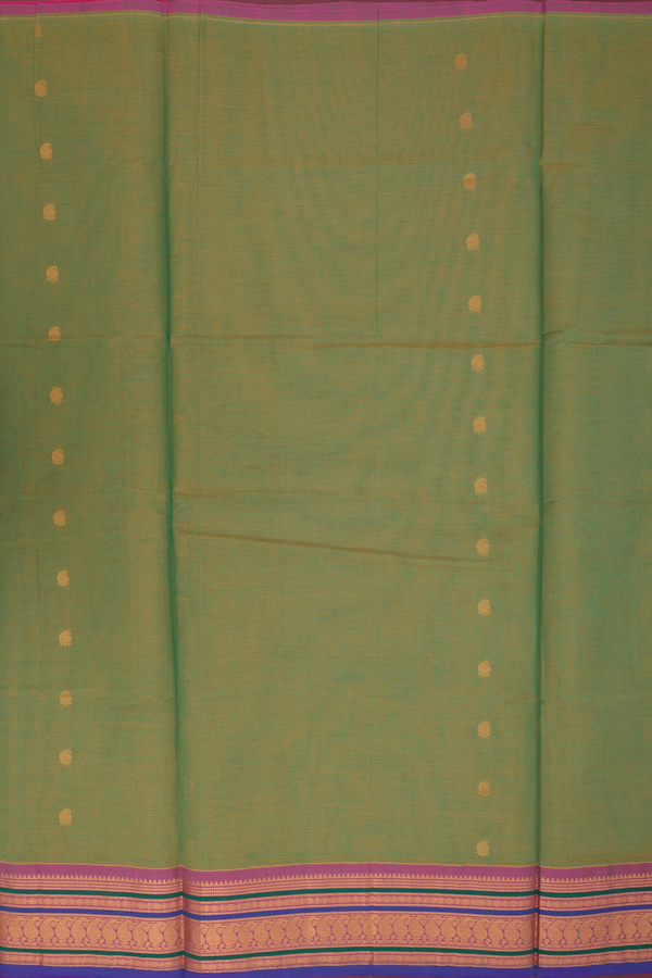Venkatagiri Cotton Saree In Parrot Green With Paisley Buttas
