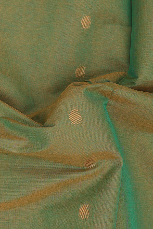 Venkatagiri Cotton Saree In Parrot Green With Paisley Buttas