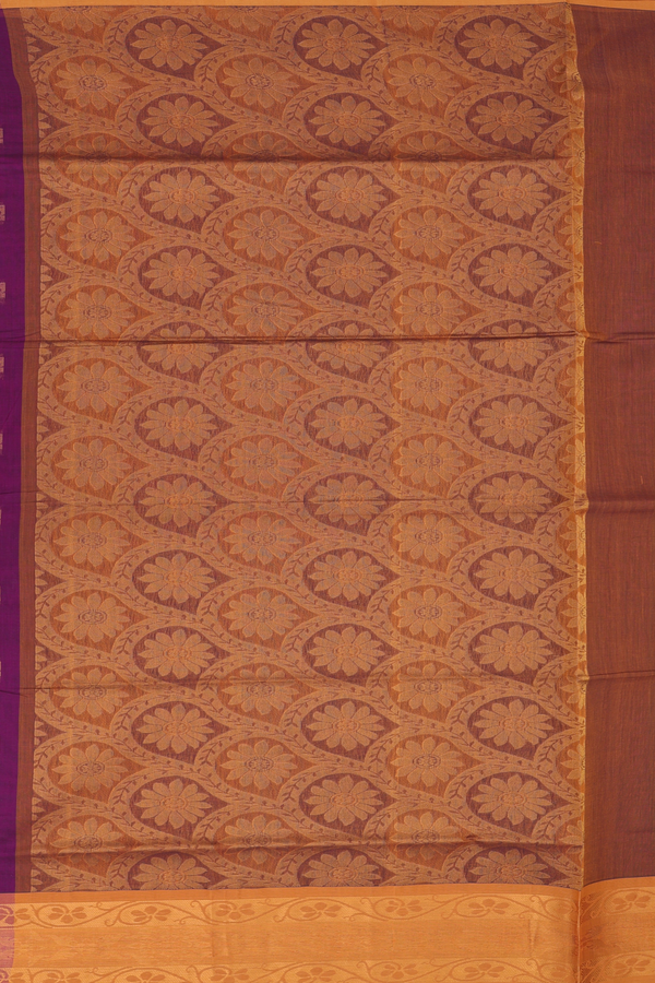 Venkatagiri Cotton Saree In Plum Purple With Zari Buttas
