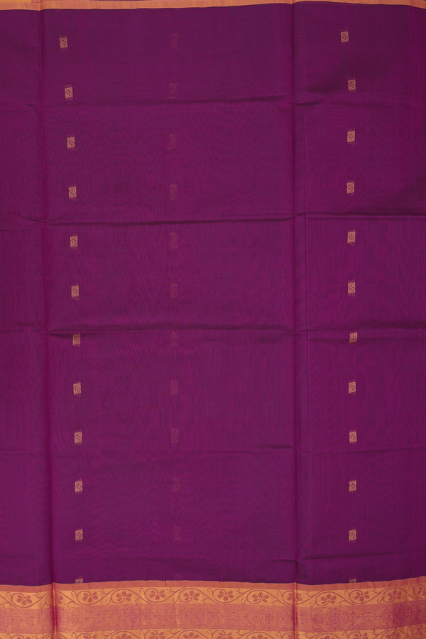 Venkatagiri Cotton Saree In Plum Purple With Zari Buttas