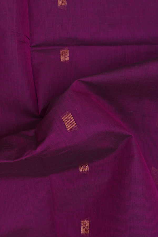Venkatagiri Cotton Saree In Plum Purple With Zari Buttas